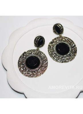 Винтажные крупные кружевные серьги