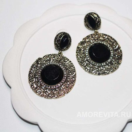 Винтажные крупные кружевные серьги Винтажные крупные кружевные серьги