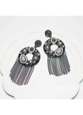 Винтажные крупные серьги с цепочками