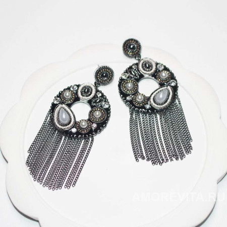 Винтажные крупные серьги с цепочками Винтажные крупные серьги с цепочками