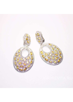 Серьги крупные с натуральным редким Сапфиром