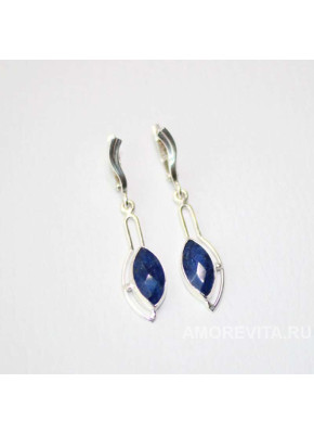 Серьги с натуральным синим Сапфиром