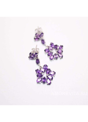 Серьги с натуральным Аметистом