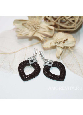 Серьги из натуральной кожи Ската (форма лист)