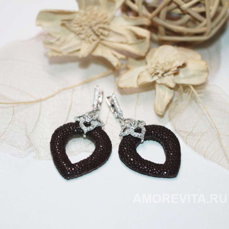 Серьги из натуральной кожи Ската (форма лист)