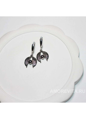 Серьги серебряные с черным Ониксом