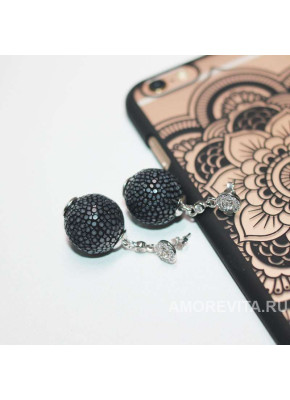 Серьги из натуральной кожи Ската (форма шарик)