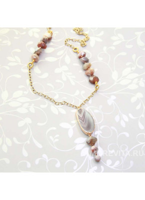 Длинное колье-сотуар из Агата ботсвана