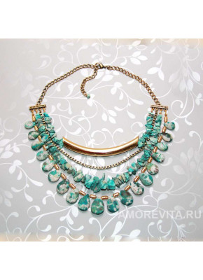 Колье многорядное из Хризоколлы