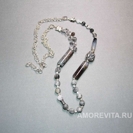 Колье из рутилового Кварца и Агата