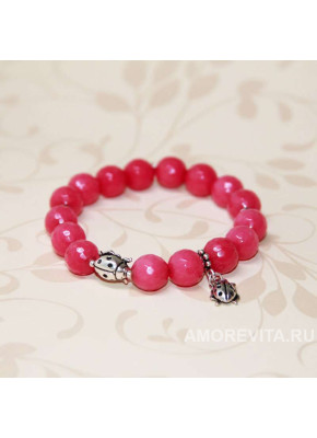 Браслет из ягодного Агата с божьими коровками