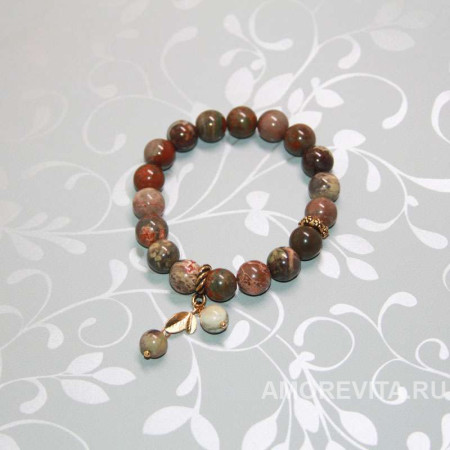 Браслет из Яшмы с подвесками бусинками