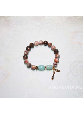 Браслет из Яшмы и Амазонита с подвесками