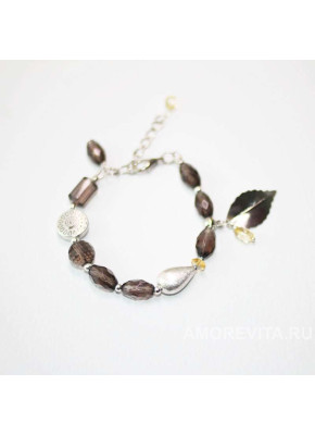 Браслет из Раухтопаза и Цитрина с подвесками