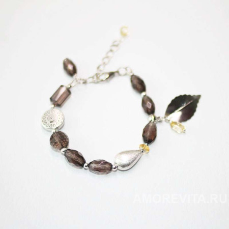 Браслет из Раухтопаза и Цитрина с подвесками Браслет из Раухтопаза и Цитрина с подвесками