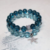 Комплект из 2-х браслетов, натуральный Кварц, посеребрение