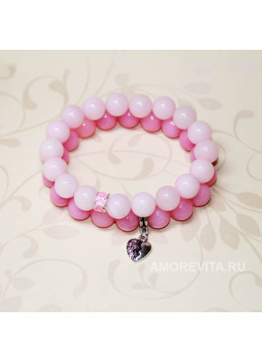 Комплект из 2-х браслетов из розовых Агатов