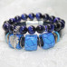 Комплект браслетов из синей кожи и Селенита