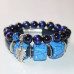 Комплект браслетов из синей кожи и Селенита