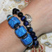 Комплект браслетов из синей кожи и Селенита