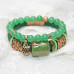 Комплект браслетов из зеленой кожи и Нефрита