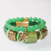 Комплект браслетов из зеленой кожи и Нефрита Комплект браслетов из зеленой кожи и Нефрита