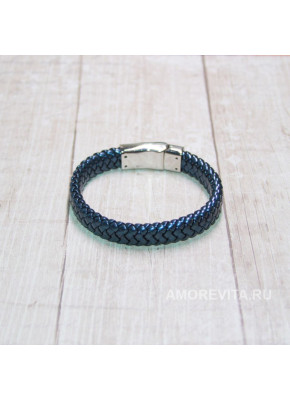 Браслет из синей перламутровой кожи