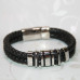 Браслет кожаный двойной плетеный черный Браслет кожаный двойной плетеный черный
