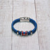 Браслет кожаный двойной плетеный синий