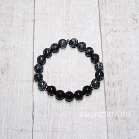 Браслет из Варисцита и черного Агата
