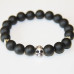Браслет из Шунгита с бусиной черепом Браслет из Шунгита с бусиной черепом