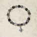 Браслет из Кварца и Гематита с подвеской лилией