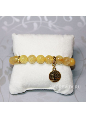 Браслет из Кварца (золотые волосы Венеры) с подвеской деревом