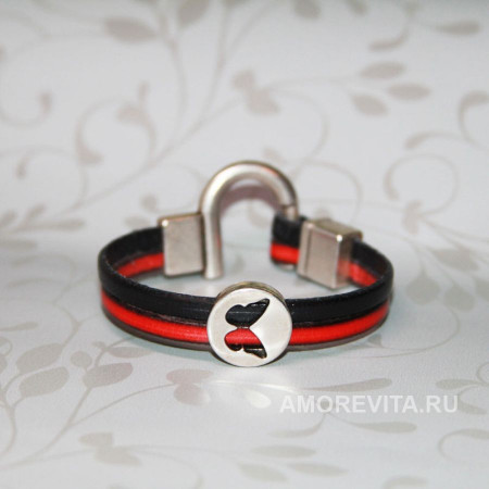 Кожаный браслет черно-красный Кожаный браслет черно-красный