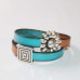 Кожаный браслет коричнево-бирюзового цвета в два оборота