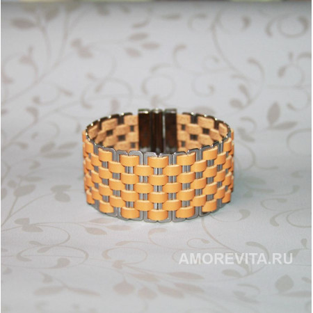 Широкий кожаный браслет цвета кэмел Широкий кожаный браслет цвета кэмел