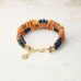 Двухрядный браслет из Янтаря с Агатом