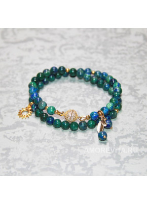 Браслет-колье из Азурита на магнитном замочке