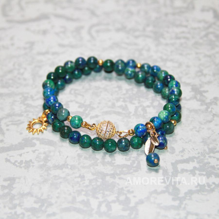 Браслет-колье из Азурита на магнитном замочке
