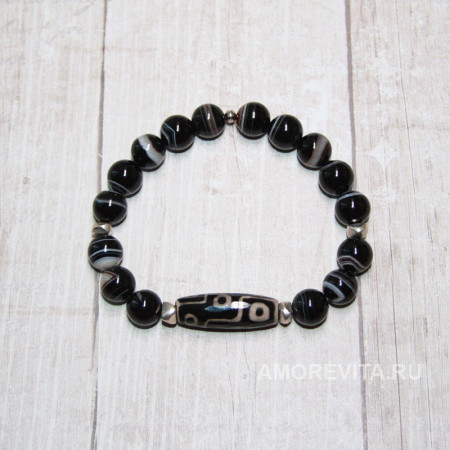 Браслет из Агата с бусиной Дзи Браслет из Агата с бусиной Дзи