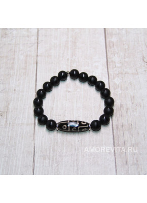 Браслет из матового Агата с бусиной Дзи