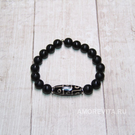 Браслет из матового Агата с бусиной Дзи Браслет из матового Агата с бусиной Дзи