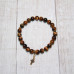 Браслет из Тигрового глаза с позолоченной подвеской крестиком