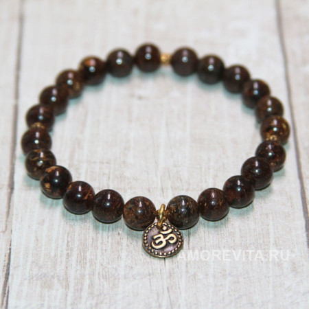 Браслет из Бронзита с подвеской знак ОМ Браслет из Бронзита с подвеской знак ОМ