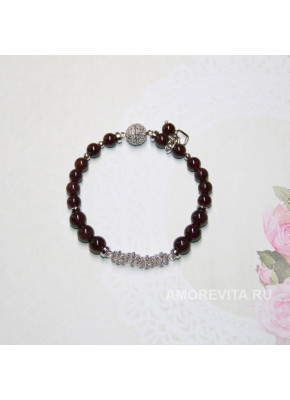 Тонкий браслет из Граната на магнитном замочке
