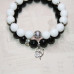 Комплект из 2-х браслетов - белый и черный Агат, с подвеской дельфин