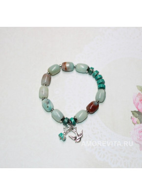 Браслет из Амазонита и Бирюзы с подвесками
