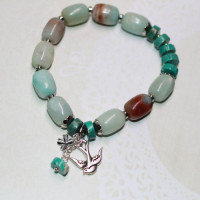 Браслет из Амазонита и Бирюзы с подвесками