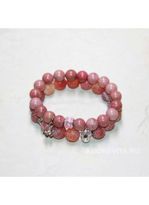 Комплект из 2-х браслетов - Родонит и Агат