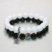 Комплект из 2-х браслетов - белый и черный Агат, с подвеской цветком